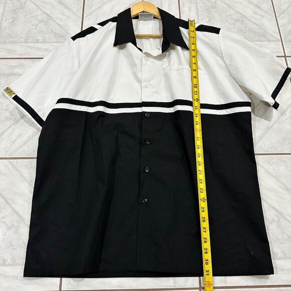 Deist Button Shirt Mens Size XL Safety Racing Button Black White Retro Workwear - Picture 6 of 9